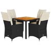 vidaXL Ensemble &agrave; manger de jardin coussins 5pcs noir r&eacute;sine tress&eacute;e