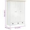 vidaXL Garde-robe à 3 portes Hill Blanc 127x50x170 cm Bois pin solide