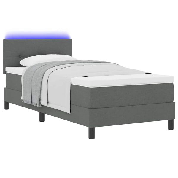 vidaXL Lit &agrave; ressorts avec matelas Gris fonc&eacute; 100 x 200 cm tissu