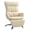 vidaXL Chaise de relaxation avec repose-pied Cr&egrave;me Tissu