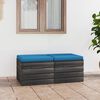 vidaXL Repose-pieds palette de jardin 2 pcs avec coussins Bois de pin