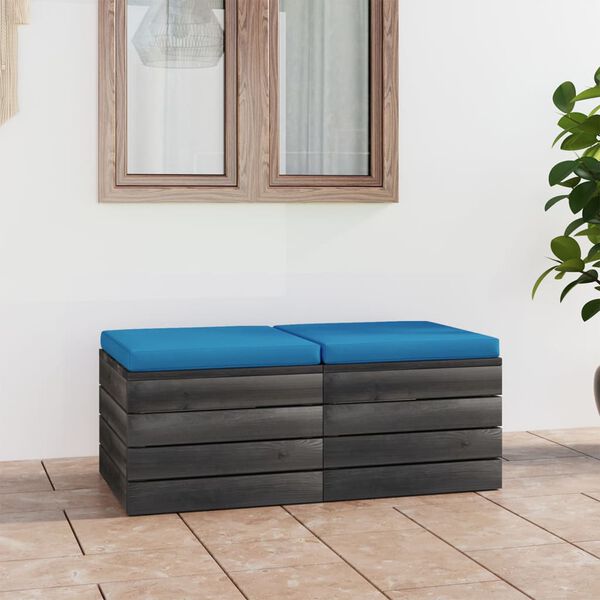vidaXL Repose-pieds palette de jardin 2 pcs avec coussins Bois de pin