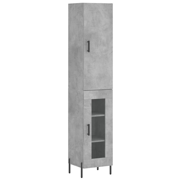 vidaXL Buffet haut Gris b&eacute;ton 34,5x34x180 cm Bois d'ing&eacute;nierie