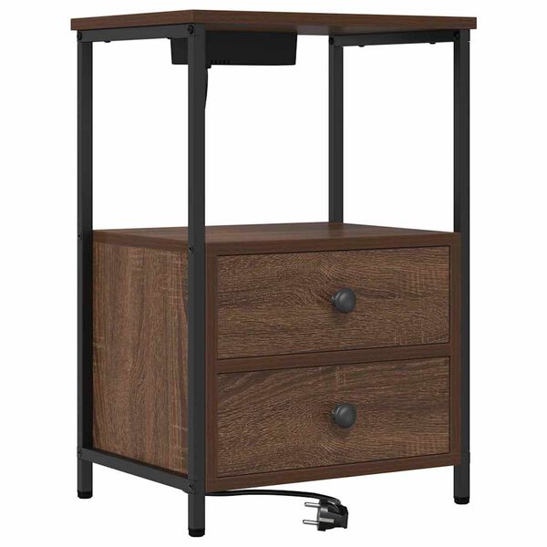 vidaXL Cabinet de chevet Ch&ecirc;ne brun 40 x 31 x 60 cm Bois d'ing&eacute;nierie