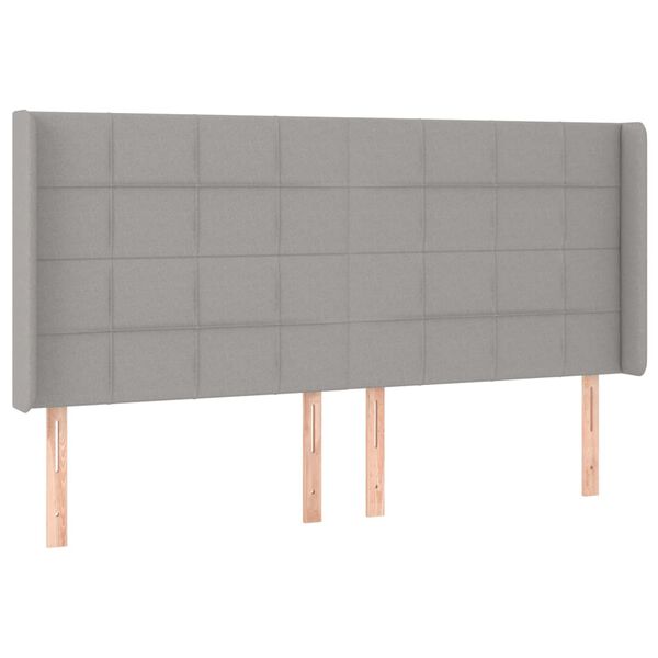 vidaXL T&ecirc;te de lit &agrave; LED Gris clair 183x16x118/128 cm Tissu