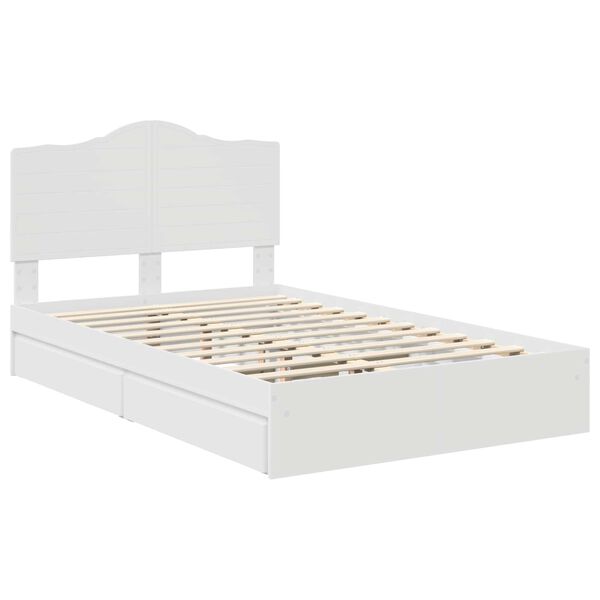 vidaXL Lit de Rangement Blanc 135 x 190 cm Bois d'ing&eacute;nierie