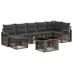 vidaXL Ensemble de canap&eacute; de jardin 8 pc Gris et Gris fonc&eacute; polyrotin