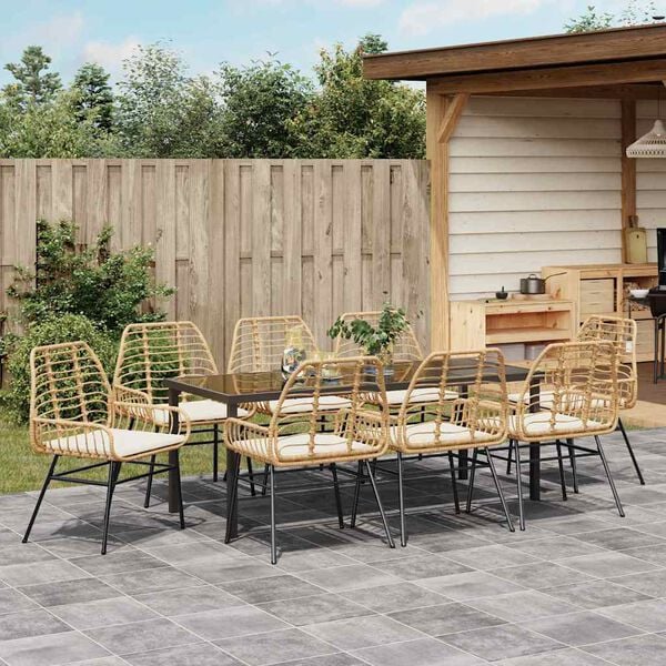 vidaXL Ensemble de salle &agrave; manger pour jardin 9 pcs Marron polyrotin