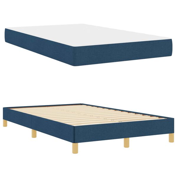 vidaXL Lit &agrave; ressorts avec matelas Bleu 120 x 200 cm tissu