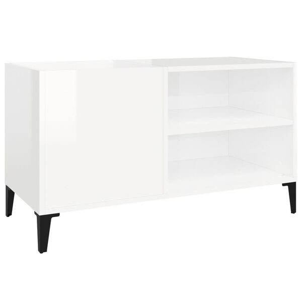 vidaXL Armoire &agrave; disques blanc brillant 84,5x38x48cm bois d'ing&eacute;nierie