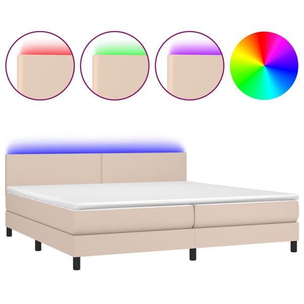 vidaXL Sommier &agrave; lattes de lit avec matelas LED Cappuccino 200x200 cm