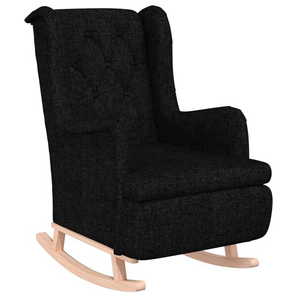 vidaXL Fauteuil avec pieds &agrave; bascule et tabouret Noir Tissu