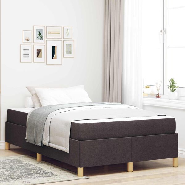 vidaXL Cadre de lit avec matelas Marron fonc&eacute; 120 x 200 cm tissu