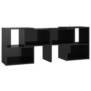 vidaXL Meuble TV Noir brillant 104x30x52 cm Bois d'ing&eacute;nierie