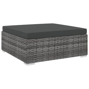 vidaXL Repose-pied sectionnel 1 pc avec coussin R&eacute;sine tress&eacute;e Gris
