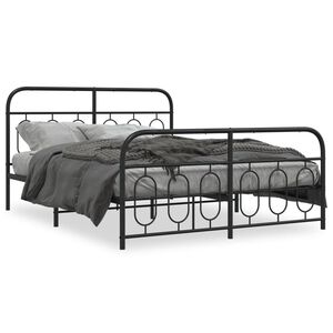 vidaXL Cadre de lit m&eacute;tal sans matelas avec pied de lit noir 135x190cm