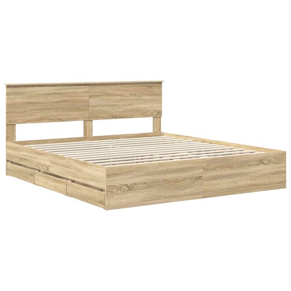 vidaXL Cadre de lit Ch&ecirc;ne Sonoma 200 x 200 cm Bois Ing&eacute;nierie