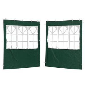 vidaXL Mur de tente de f&ecirc;te 2 pcs 200 x 195 cm Vert PE et acier