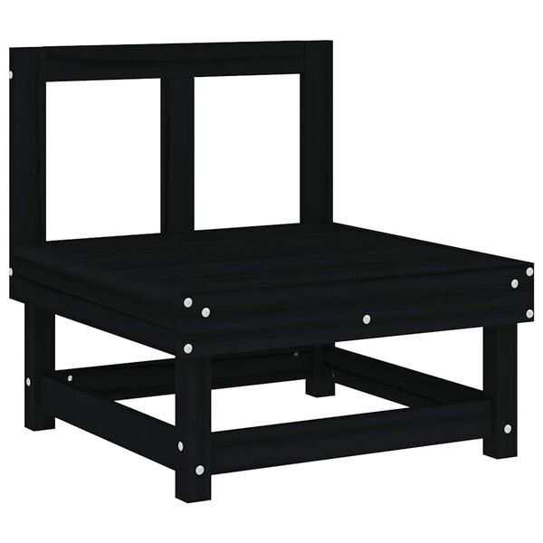 vidaXL Canap&eacute; central avec coussins noir bois de pin massif