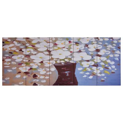 vidaXL Jeu de tableau sur toile Fleurs en vase Multicolore 200x80 cm