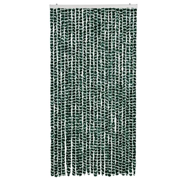 vidaXL Rideau anti-mouches vert et blanc 100x230 cm chenille