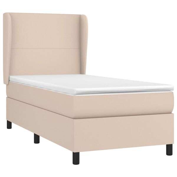 vidaXL Sommier &agrave; lattes de lit avec matelas Cappuccino 90x200 cm