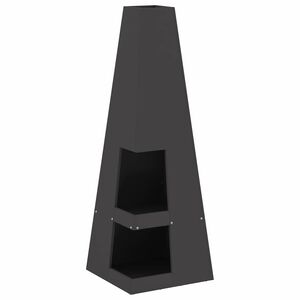 vidaXL Brasero Noir 35 x 35 x 100 cm Acier patin&eacute;