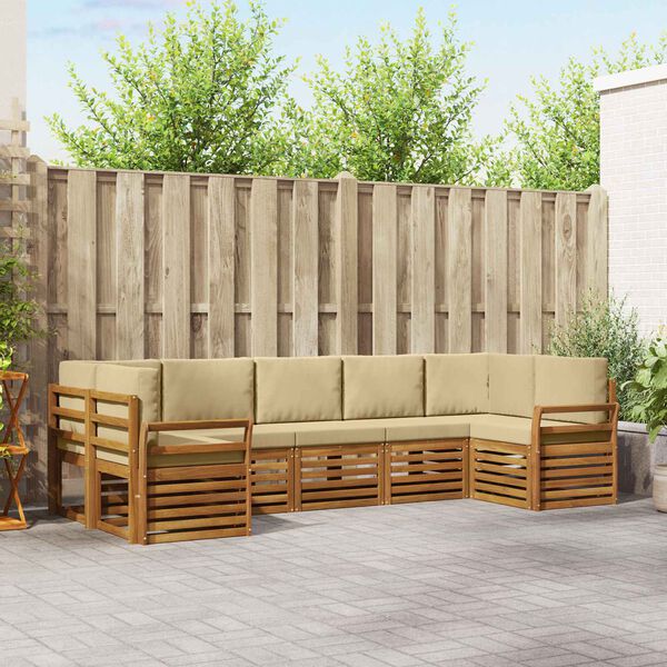 vidaXL Ensembles de canap&eacute;s avec coussin 7 pcs Naturel et Beige