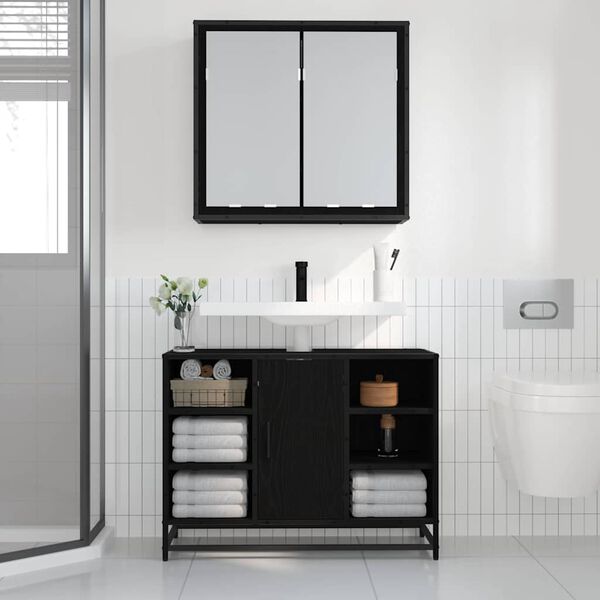 vidaXL &Eacute;tag&egrave;re Murale avec &eacute;tag&egrave;re Ch&ecirc;ne noir 65 x 20 x 60 cm