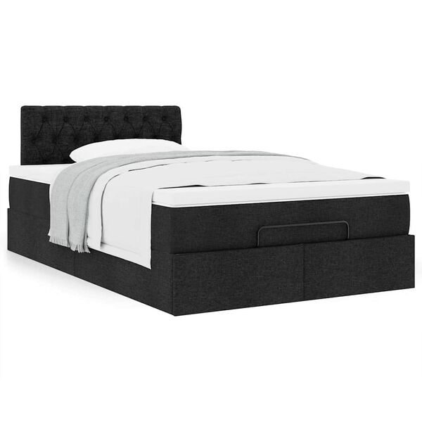 vidaXL Lit ottoman avec matelas noir 120x190 cm tissu
