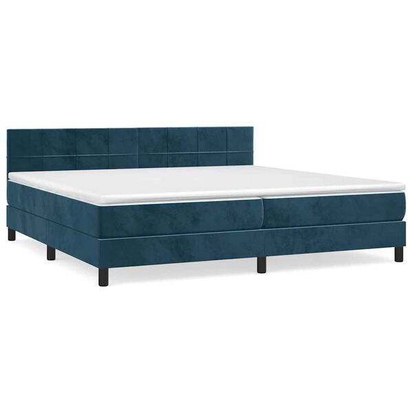 vidaXL Sommier &agrave; lattes de lit et matelas Bleu fonc&eacute; 200x200cm Velours