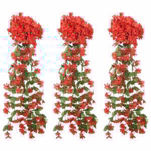 vidaXL Guirlandes de fleurs 3 pcs rouge 85 cm