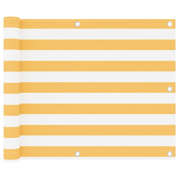 vidaXL Écran de balcon Blanc et jaune 75x500 cm Tissu Oxford