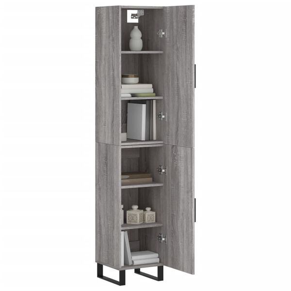 vidaXL Buffet haut Sonoma gris 34,5x34x180 cm Bois d'ingénierie