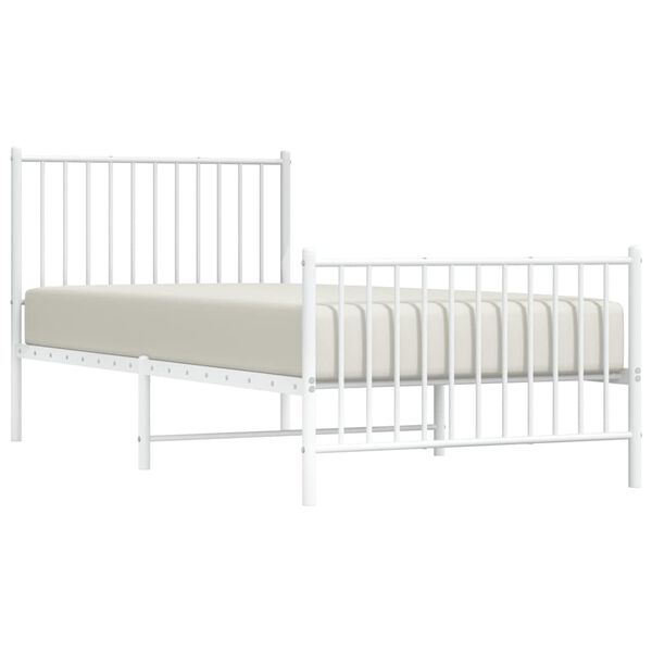 vidaXL Cadre de lit m&eacute;tal sans matelas avec pied de lit blanc 90x200cm