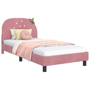 vidaXL Cadre de lit pour enfants avec t&ecirc;te de lit Rose 90 x 190 cm
