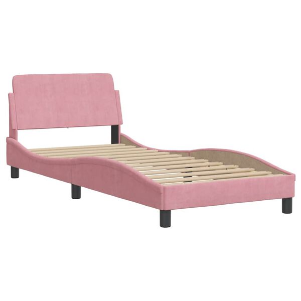 vidaXL Cadre de lit avec t&ecirc;te de lit Dover rose 90x190 cm velours
