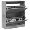 vidaXL Armoire &agrave; chaussures gris b&eacute;ton 80x34x96,5 cm bois d'ing&eacute;nierie