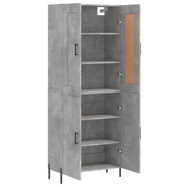 vidaXL Buffet haut Gris b&eacute;ton 69,5x34x180 cm Bois d'ing&eacute;nierie