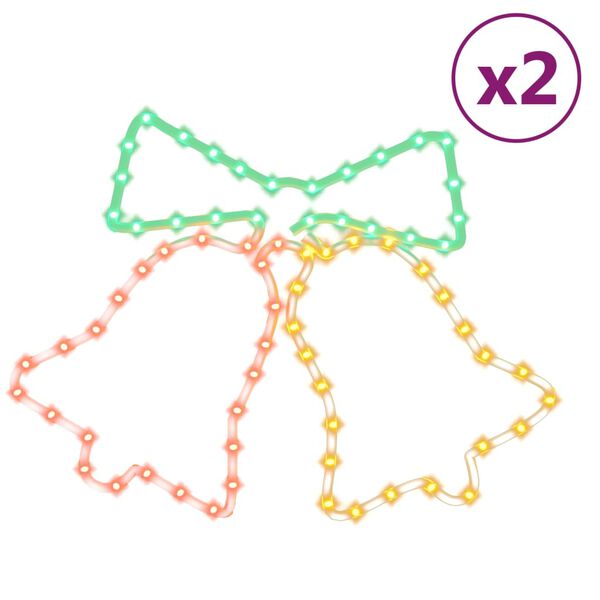 vidaXL Figurines de cloches de No&euml;l avec 72 LED 2 pcs 50x56 cm