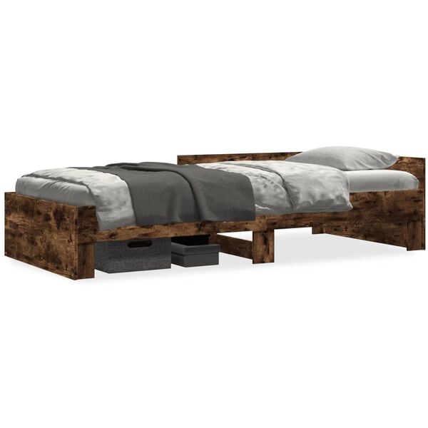 vidaXL Cadre de lit sans matelas ch&ecirc;ne fum&eacute; 90x200cm bois d'ing&eacute;nierie