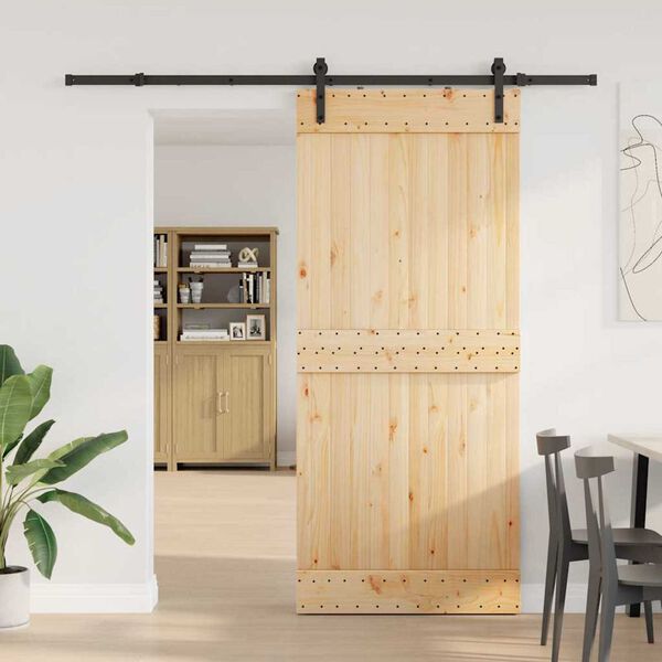 vidaXL Porte coulissante et kit de quincaillerie 90x210 cm pin massif