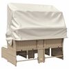 vidaXL Canap&eacute; de jardin 2 places avec auvent et tabourets beige rotin