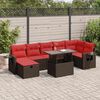 vidaXL Salon de jardin avec coussins 8 pcs marron r&eacute;sine tress&eacute;e acacia
