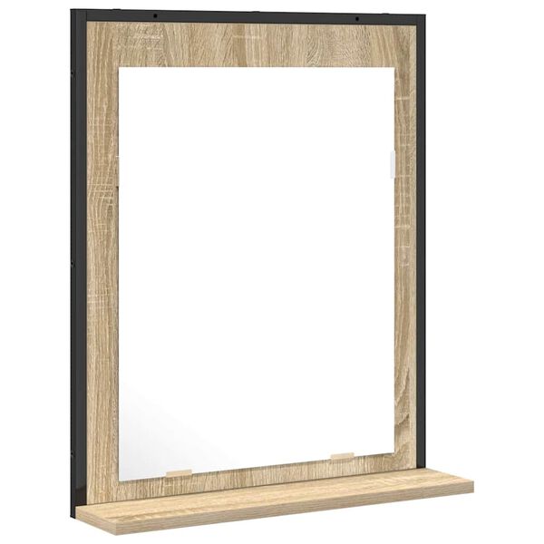 vidaXL Miroir de salle de bain avec &eacute;tag&egrave;re Noir 50 x 12 x 60 cm