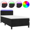 vidaXL Sommier &agrave; lattes de lit avec matelas LED Noir 100x200cm Velours