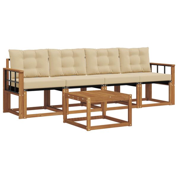 vidaXL Ensemble de canap&eacute;s d'ext&eacute;rieur 5 pcs Naturel et Beige