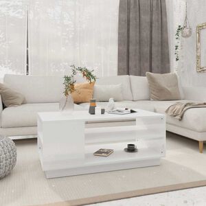 vidaXL Table basse blanc 102x55x43 cm bois d'ing&eacute;nierie