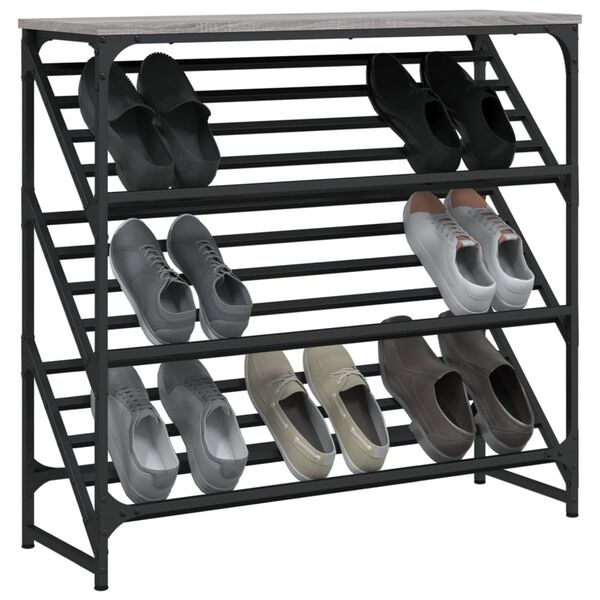 vidaXL &Eacute;tag&egrave;re &agrave; chaussures sonoma gris 90x30x85 cm bois d'ing&eacute;nierie