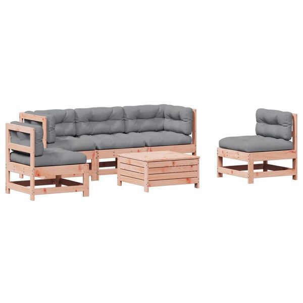 vidaXL Salon de jardin 6 pcs avec coussins bois massif Douglas